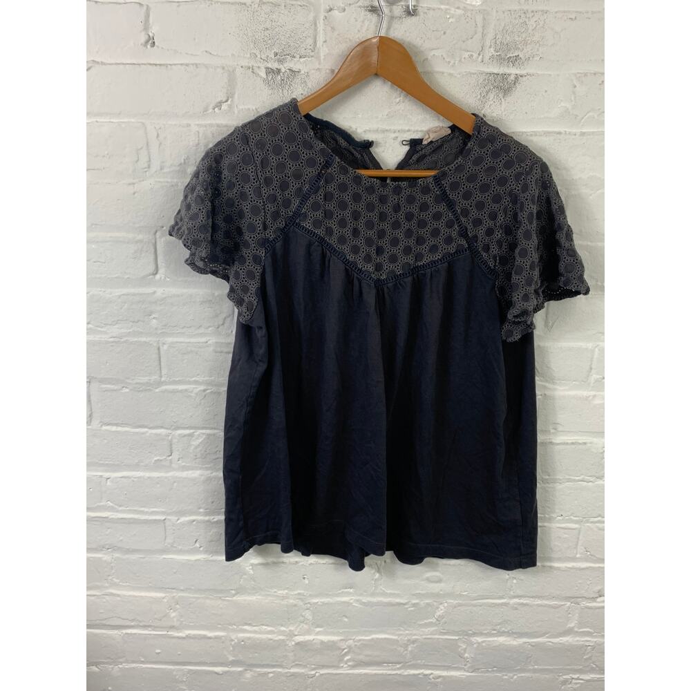 FatFace Women's Regular Fit Tunic Blouse Cap Sleeve Solid Black Size 14